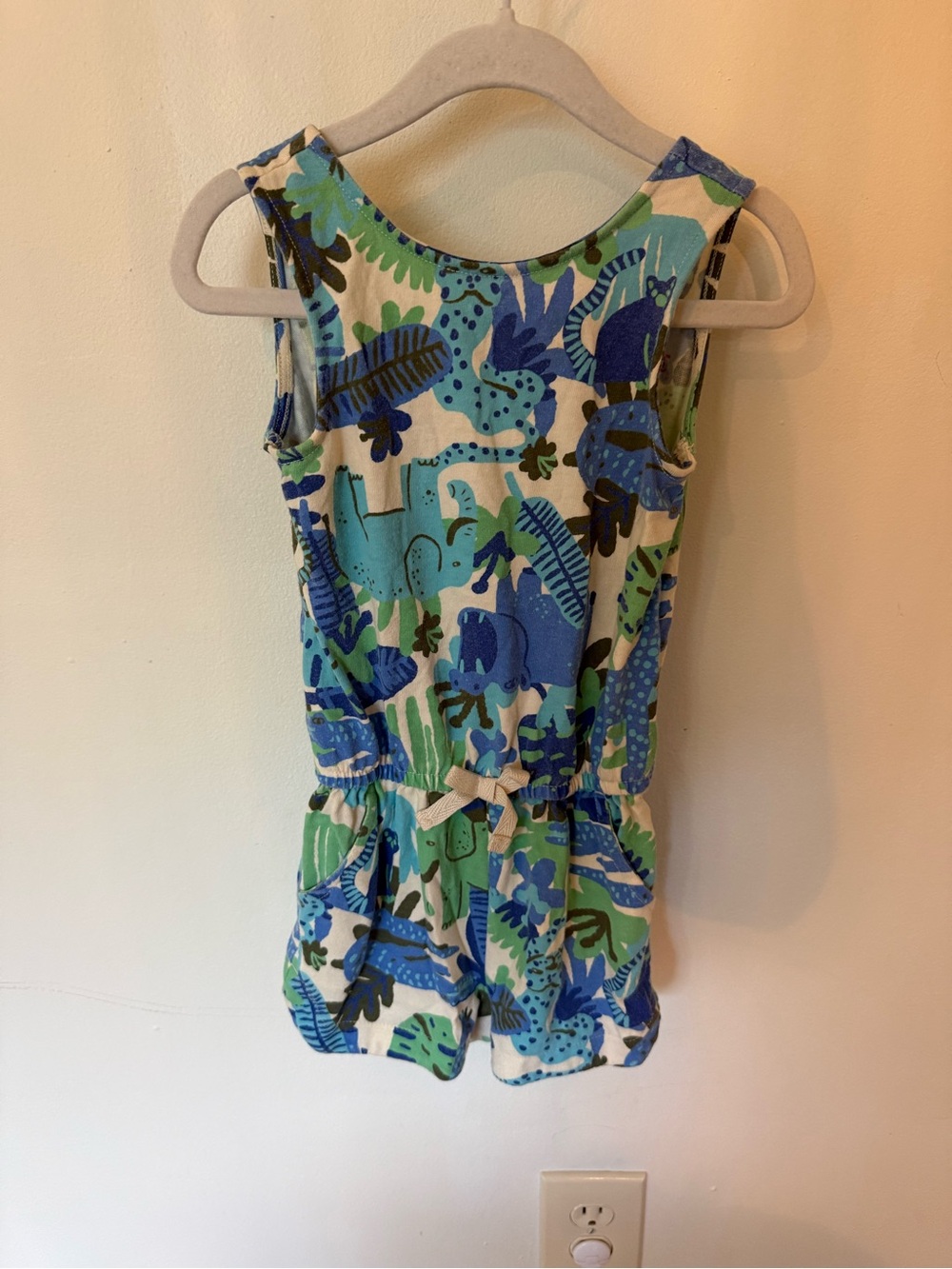 Cat & Jack Blue and Green Animal Print Sleeveless Romper